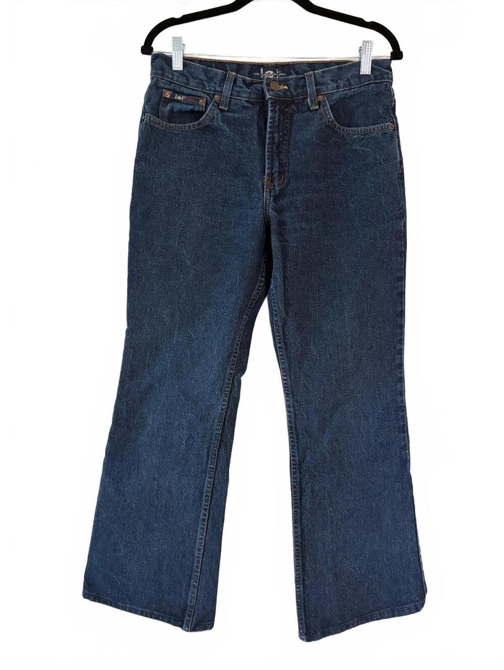 Vtg l.e.i. Women's Straight Bootcut Jeans Dark Blue 100% Cotton High Rise